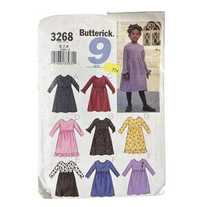Butterick 3268 Sewing Pattern Sizes 6-7-8 Childrens Girls Easy ALine Dresses NEW